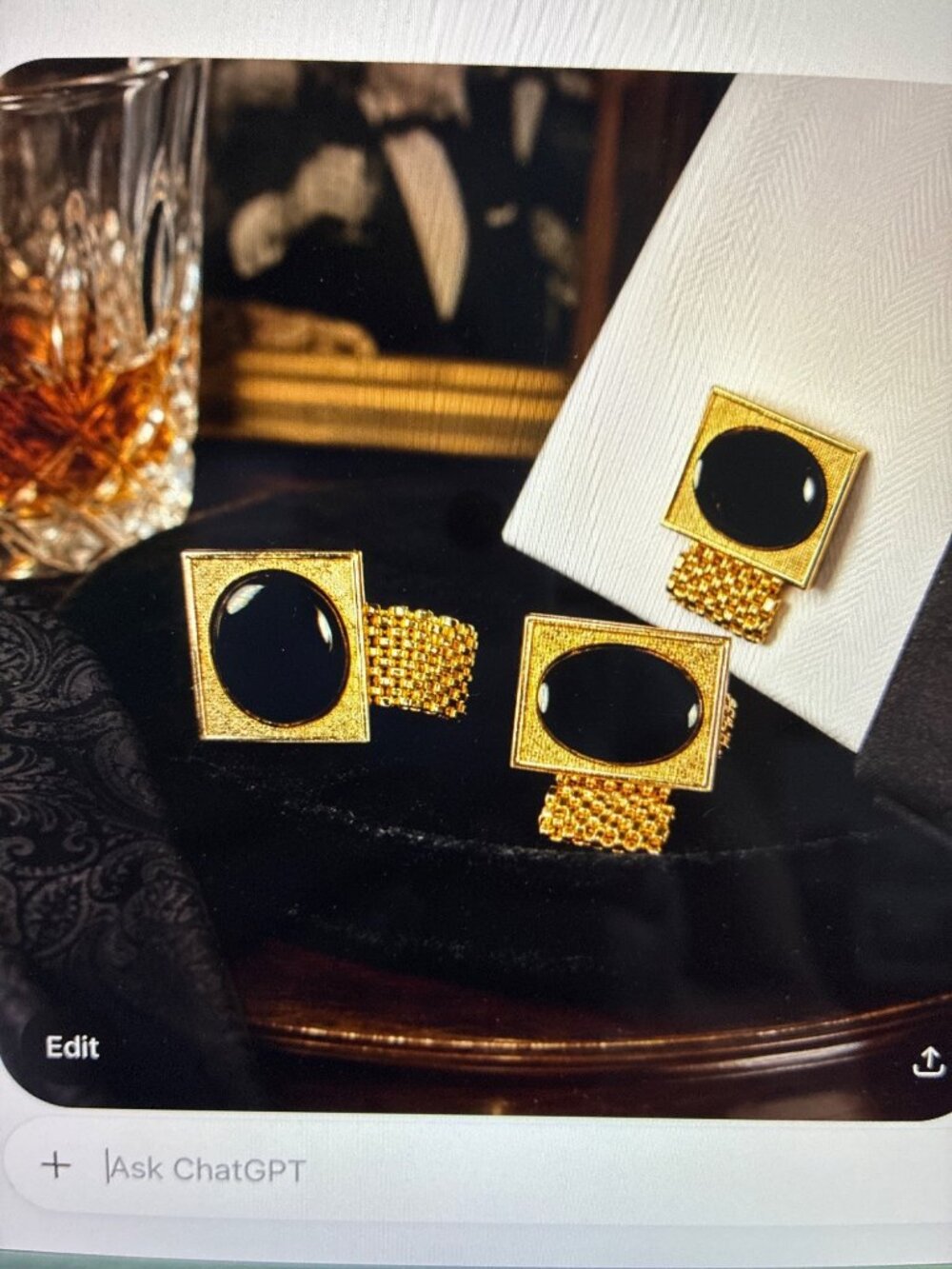 Vintage Black Gold Tone Mesh Wraparound Cufflinks Mid Century - Picture 2 of 9